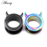2PC Stainless Steel Devil Ear Piercing Gauges Tunnels Expanders