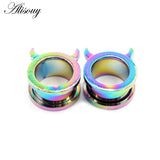 2PC Stainless Steel Devil Ear Piercing Gauges Tunnels Expanders