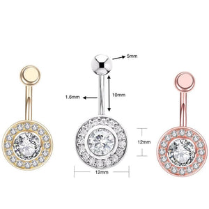 Stainless Steel Belly Button Rings Women Zircon Inlaid Navel Nails