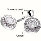 Stainless Steel Belly Button Rings Women Zircon Inlaid Navel Nails
