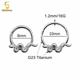 Gothic Snake Septum Jewelry 16G Titanium Piercing Ring
