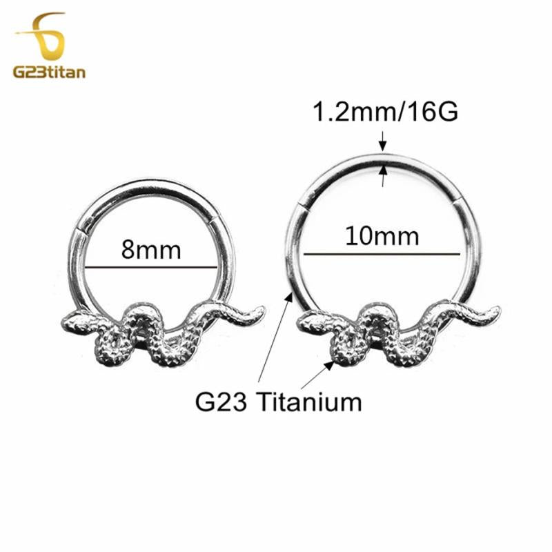 Gothic Snake Septum Jewelry 16G Titanium Piercing Ring