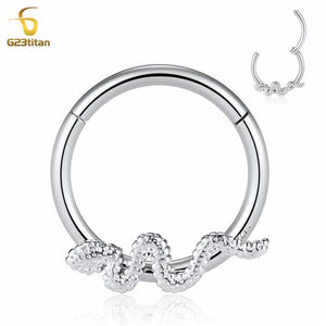Gothic Snake Septum Jewelry 16G Titanium Piercing Ring