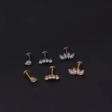 Titanium CZ Cartilage Earrings Water Drop Labret Piercing Lip Stud