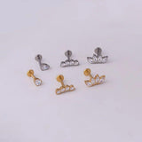 Titanium CZ Cartilage Earrings Water Drop Labret Piercing Lip Stud