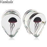 Vankula Glass Jellyfish Ear Gauges Tunnels Plugs Stretcher Earrings