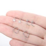 G23 Titanium 20G Nose Ring Hoop L Shaped Screw Nose Studs Earrings CZ Small