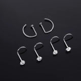 G23 Titanium 20G Nose Ring Hoop L Shaped Screw Nose Studs Earrings CZ Small