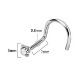 10 Pcs CZ Zircon Nose Studs Stainless Steel Screw Nose Ring 20G