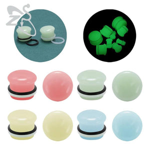 Stone Ear Plug And Tunnel Unisex 5-18mm Ear Gauges Glow in Dark Flesh Sterchers