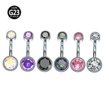 G23 Titanium Navel Piercing Zircon Opal Belly Button Rings