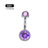 G23 Titanium Navel Piercing Zircon Opal Belly Button Rings
