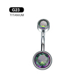 G23 Titanium Navel Piercing Zircon Opal Belly Button Rings