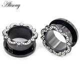 2pcs Stainless Steel Flower Ear Tunnels Plugs Gauges Expander Stretchers