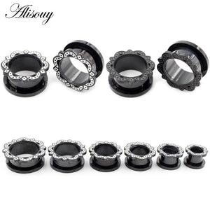 2pcs Stainless Steel Flower Ear Tunnels Plugs Gauges Expander Stretchers