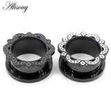 2pcs Stainless Steel Flower Ear Tunnels Plugs Gauges Expander Stretchers