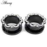 2pcs Stainless Steel Flower Ear Tunnels Plugs Gauges Expander Stretchers
