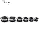 2pcs Stainless Steel Flower Ear Tunnels Plugs Gauges Expander Stretchers