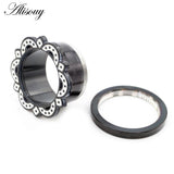 2pcs Stainless Steel Flower Ear Tunnels Plugs Gauges Expander Stretchers
