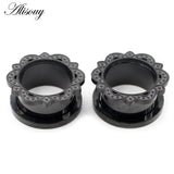 2pcs Stainless Steel Flower Ear Tunnels Plugs Gauges Expander Stretchers