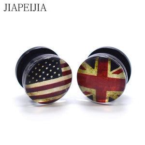 Retro Flag Ear Tunnel Plugs Ear Gauges Body Piercing Reamer