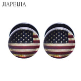 Retro Flag Ear Tunnel Plugs Ear Gauges Body Piercing Reamer