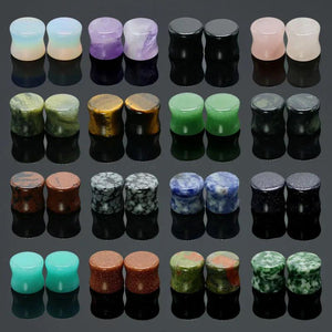 2PCS Stone Ear Plugs Flesh Tunnels Gauges 6mm-16mm Ear Expanders