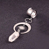 Crystal Moon Sun Pendant Ear Tunnel Plugs Flesh Piercing Earring