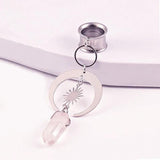 Crystal Moon Sun Pendant Ear Tunnel Plugs Flesh Piercing Earring