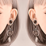 Crystal Moon Sun Pendant Ear Tunnel Plugs Flesh Piercing Earring