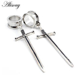 2Pcs Sword Dangle Ear Tunnels Stainless Steel Body Piercing Jewelry
