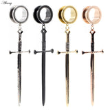 2Pcs Sword Dangle Ear Tunnels Stainless Steel Body Piercing Jewelry