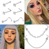 Double Nose Piercing Studs Nose Chain Decoration Nose Piercing Women Ear