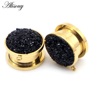 Resin DIY Pendant Stainless Steel Ear Plugs Tunnel Expander Piercing
