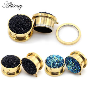 Resin DIY Pendant Stainless Steel Ear Plugs Tunnel Expander Piercing