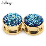 Resin DIY Pendant Stainless Steel Ear Plugs Tunnel Expander Piercing