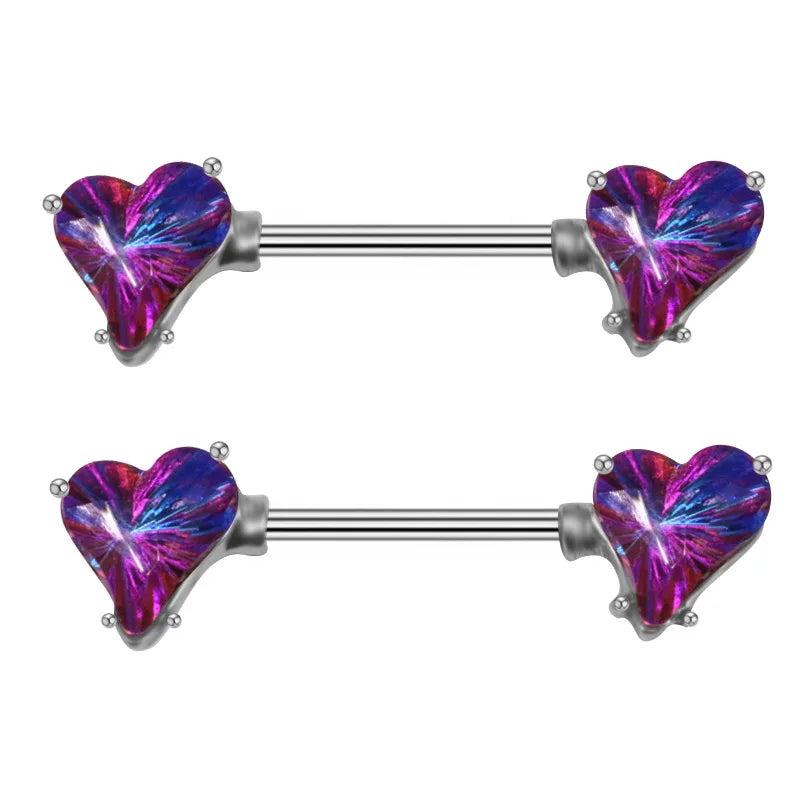 Crooked Heart Breast Ring Stainless Steel Body Piercing Ornament