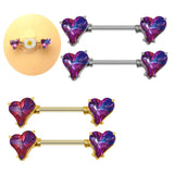 Crooked Heart Breast Ring Stainless Steel Body Piercing Ornament