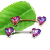 Crooked Heart Breast Ring Stainless Steel Body Piercing Ornament