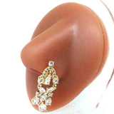 Flower Nose Rings Stainless Steel Long Dangle Nose Studs Piercing