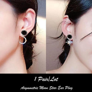 2 Pcs Star Moon Pendant Ear Tunnel Gauges Flesh Piercing Expander Earring