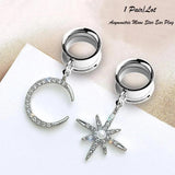 2 Pcs Star Moon Pendant Ear Tunnel Gauges Flesh Piercing Expander Earring