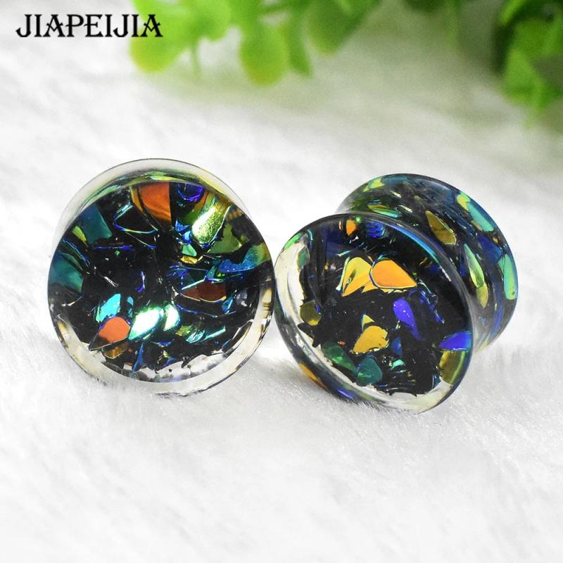 Multicolor Acrylic Double Flared Plug Ear Tunnels Gauges Ear Stretcher