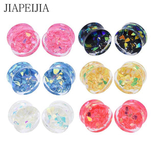 Multicolor Acrylic Double Flared Plug Ear Tunnels Gauges Ear Stretcher