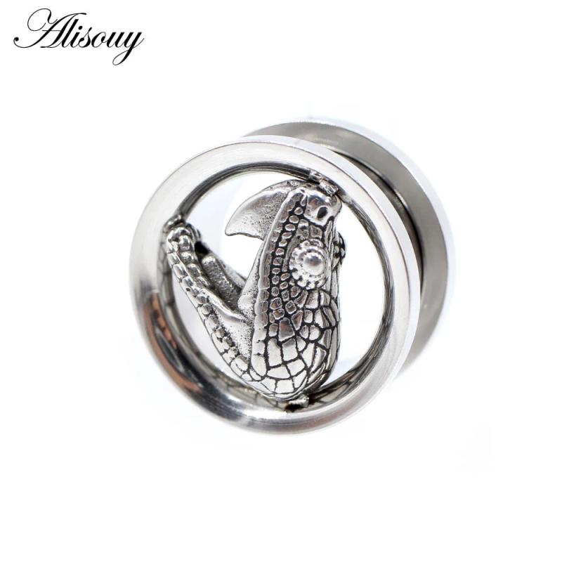 Stainless Steel Snake Head Ear Tunnels Plugs Flesh Expanders Gauges Piercing