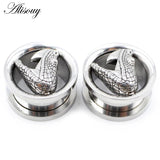 Stainless Steel Snake Head Ear Tunnels Plugs Flesh Expanders Gauges Piercing