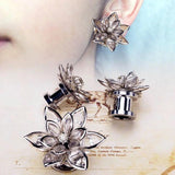 Crystal Flower Ear Tunnel Plugs Gauges Piercing Expander Earrings