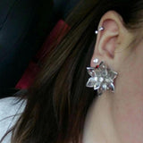 Crystal Flower Ear Tunnel Plugs Gauges Piercing Expander Earrings