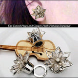 Crystal Flower Ear Tunnel Plugs Gauges Piercing Expander Earrings