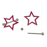 Y2k Pink Hollow Star Pentagram Nipple Rings for Women